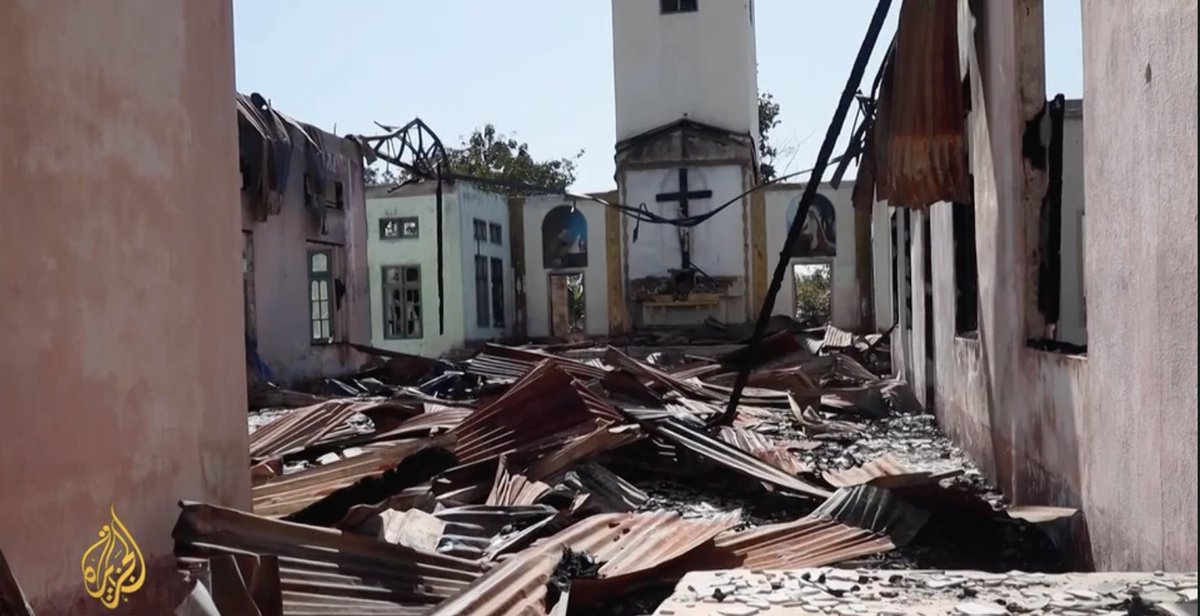 JusticeMyanmar's tweet photo. Churches, schools, villages and homes continue to be targeted by the #Myanmar military who massacre innocent people including children. 

This is made possible by 138+ Singaporean biz who continue to supply arms &amp; equipment to #Myanmar military. #DoMoreSingapore 📸 @AlJazeera https://t.co/SB8IfhmpcK