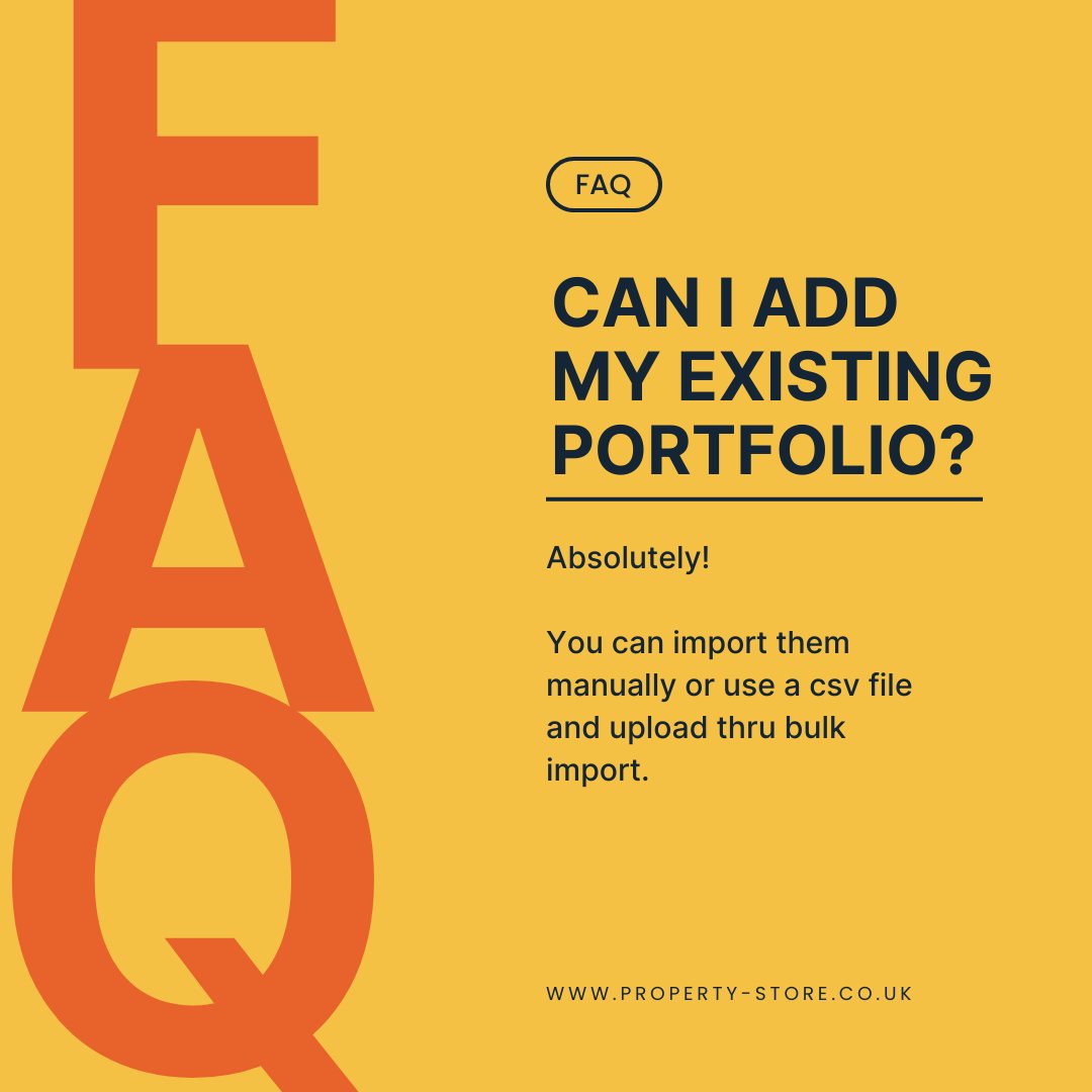 PropertyStore_'s tweet photo. Got questions? We've got answers! 🤔 
Learn how to seamlessly integrate your existing portfolio into our platform. 

#FAQs #PortfolioIntegration #SeamlessImport #CSVUpload #EffortlessTransition https://t.co/BfUlKzUd9i