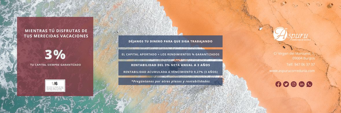 Mientras tu disfrutas de tus merecidas vacaciones… ¡Tu capital siempre garantizado!

3%‼️

📧 Envíanos un mail a aspuru@aspurucorreduria.com
📞 Llámanos o envíanos un whatsapp al 947 06 37 37

#Aspuru #seguro #cuidarteescuidarnos #clientesfelices