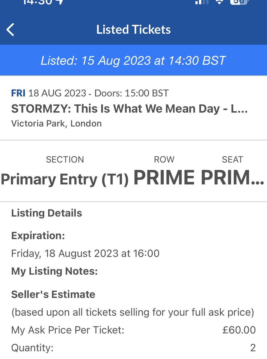 krunchykris1's tweet photo. selling 2 tickets for Prime Entry Tier 1 - to Stormzy’s This is what I mean day… This Friday. £50 each. 25 less than what we paid

We can’t go but we’d love somebody else to take them!!! DM/reply me for details or offers!

#stormzy #thisiswhatimeanday https://t.co/Is6BOcrq4f