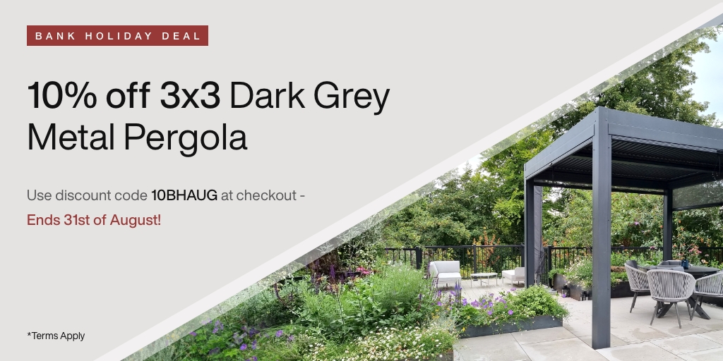 _LONDONSTONE's tweet photo. 🌞Save on our LG 3x3m Metal Pergola for a limited time!

📲Use code 10BHAUG for 10% off when buying online.

🏡3-year warranty, retractable sides, and a louvered roof.
 
👀Now just £2,691,00 + VAT, with FREE DELIVERY! 
Ends 31.08.23.

https://t.co/GklxqCrahU 

#ThisIsLondonStone https://t.co/MlpVNPWWRd