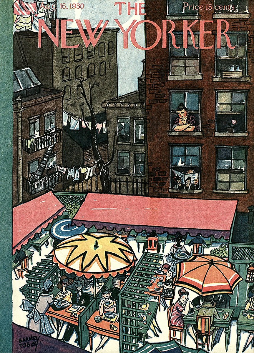 #OTD in 1930
rear-window view
Cover of The New Yorker, August 16, 1930
Barney Tobey
#TheNewYorkerCover #BarneyTobey #café #restaurant