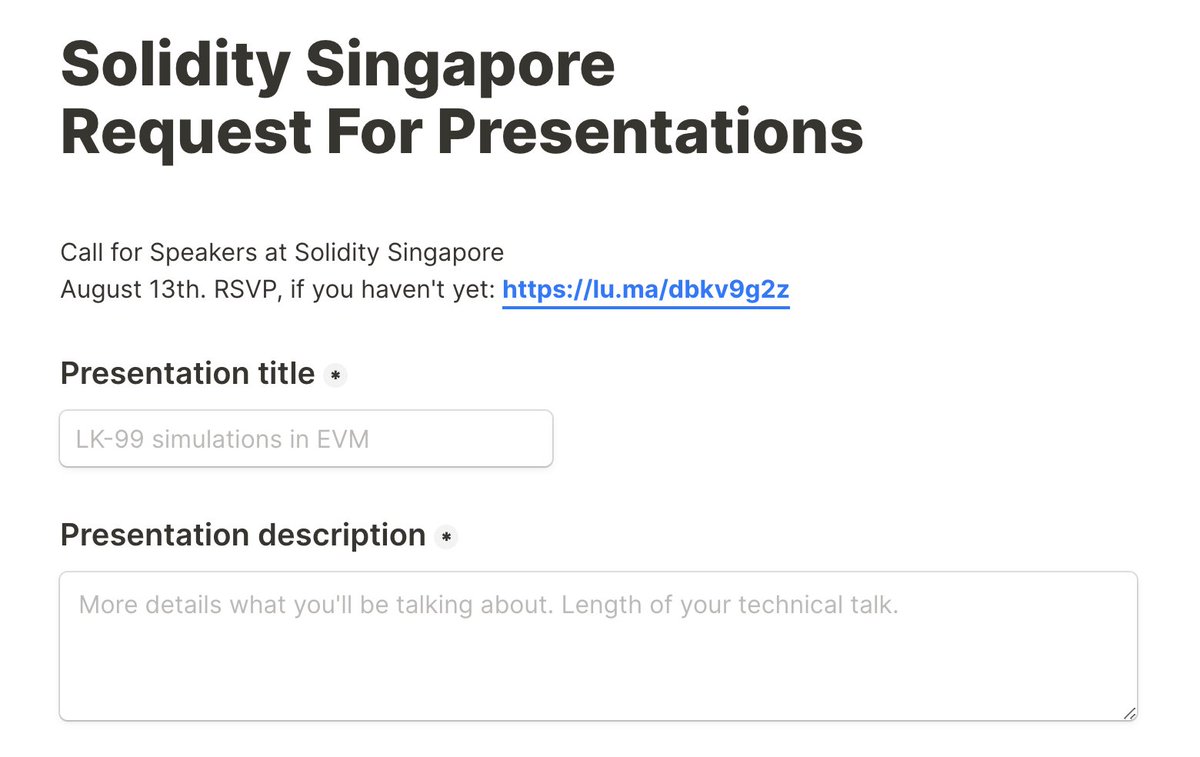 friends who will be here for Ethereum Singapore next month: come hang out at our side event! we've a strong technical community here and want to learn what you’ve been working on ✨ tally.so/r/w5jvQP (***not limited to Solidity)