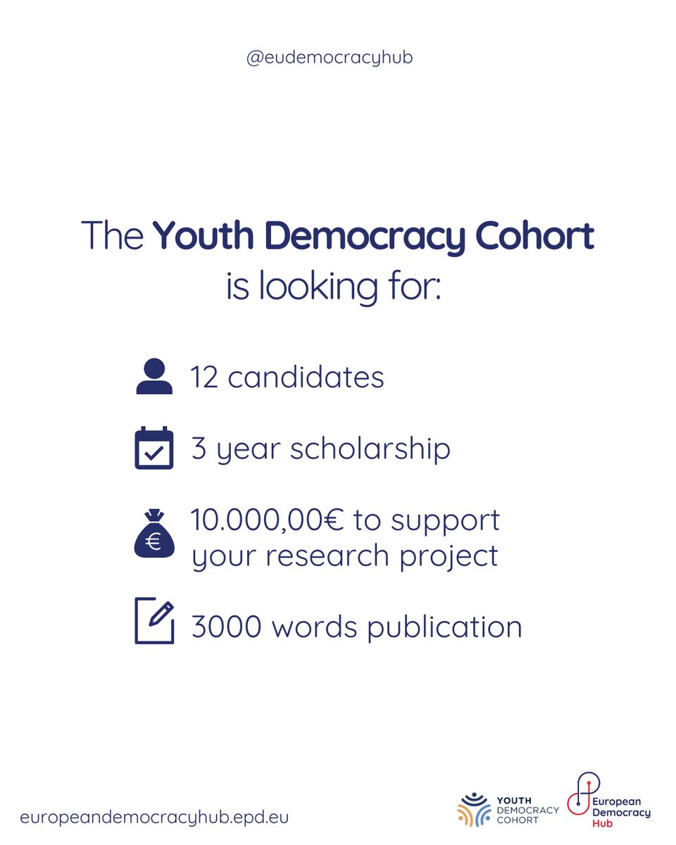 📣| Are you a young researcher working in #Youth Political Participation?
@YouthCohort and @EPDeu are looking for you. The Goal? To bring together a group of international young scholars to foster worldwide exchanges. Read the full call and apply ⬇️ bit.ly/44Iova7