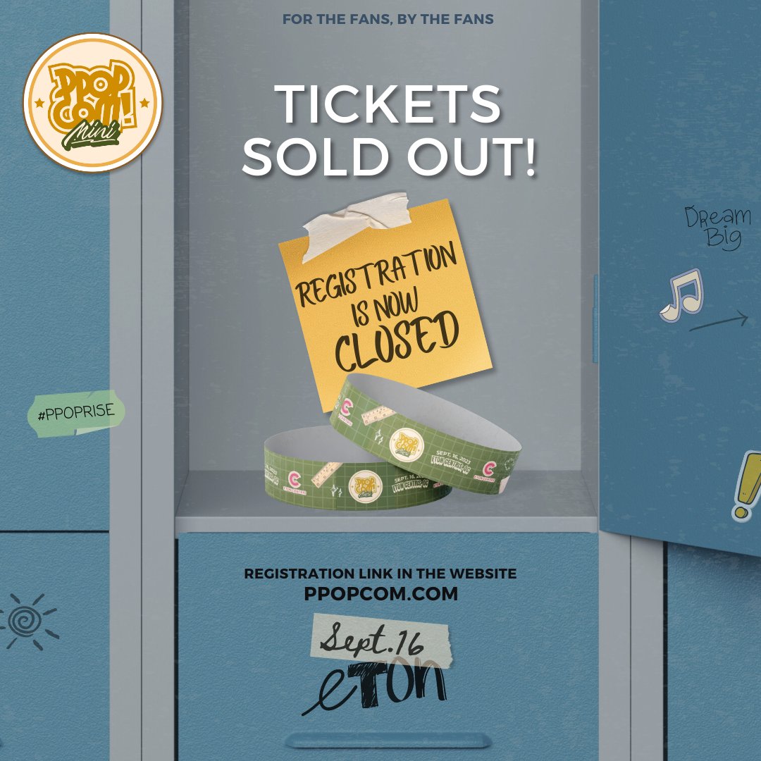 All of you are ready for another PPOPing experience and memory because, in less than 2 hours, all tickets are now SOLD OUT!

Didn't have the chance to grab a ticket? Don't fret since we will be accepting walk-ins on #PPOPCOMini2023

Please wait for more details on how to avail!