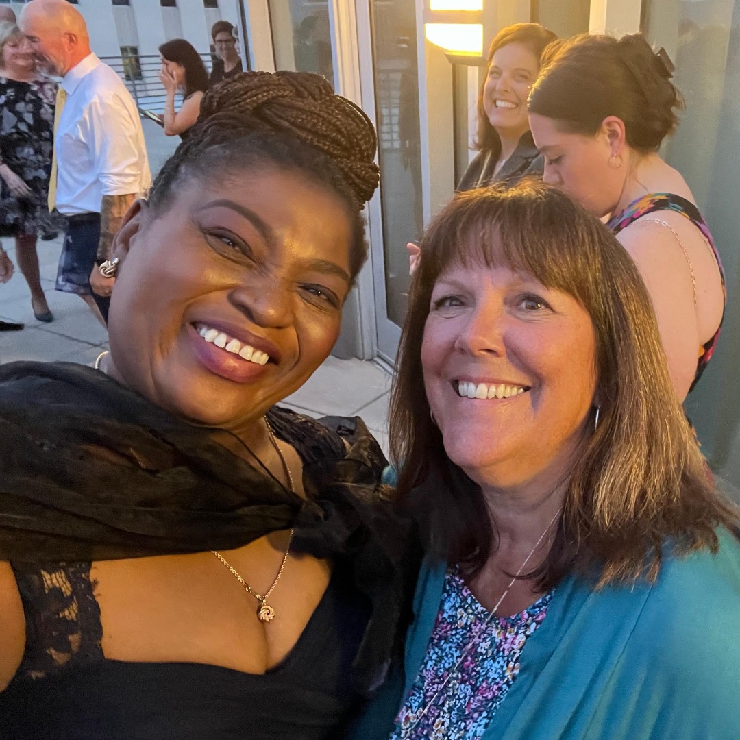 ccc_nursing's tweet photo. Dr. Bebe Adenusi, Director of the Nurse Anesthesia Program, and Tammy Eddinger, Office Manager of the School of Nursing, celebrate at the nurse anesthesia graduation reception! #CCCSON #NAP #CedarCrestCollege https://t.co/OrKuQkottH