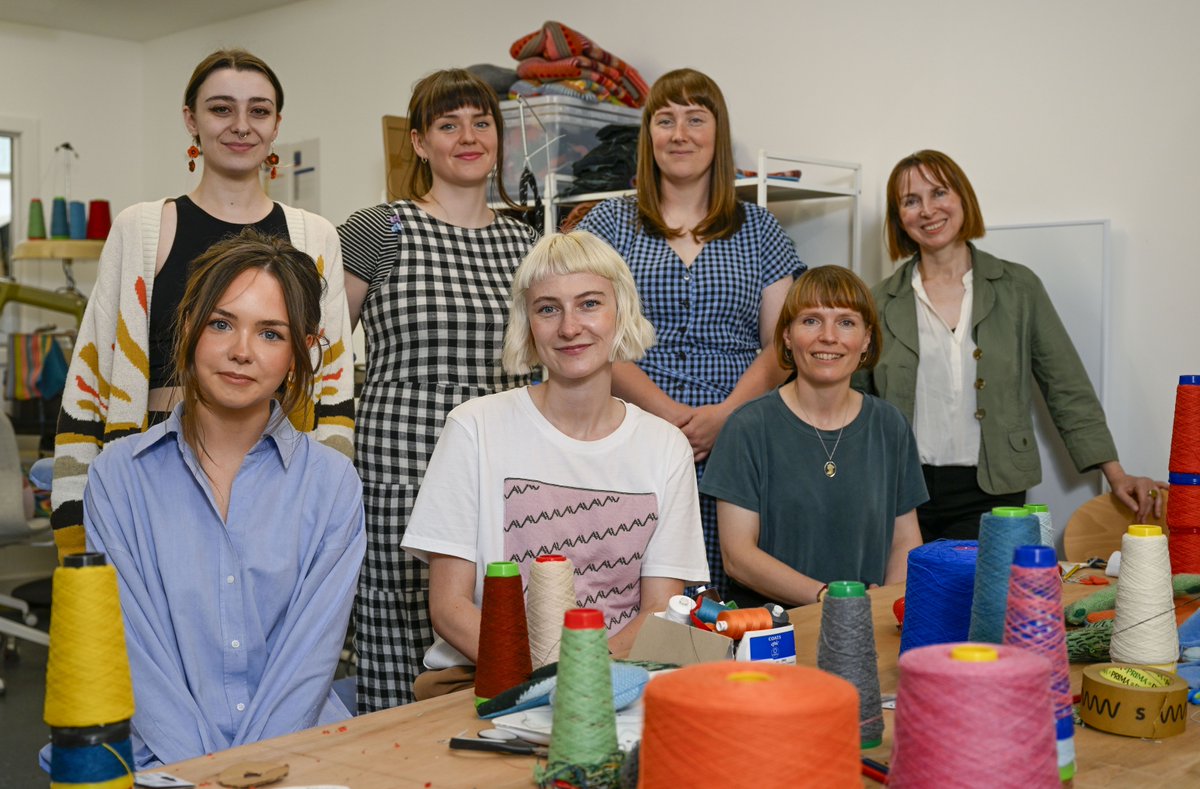 Some of the #MAKEWithTheKnitShop team! A partnership between MAKE, Knit Shop & Dundee Creative Learning Network, with @craftscotland & @panel_glasgow. Pictured: Becca Black, Kate Harvey, Erin Campbell, Irene Kernan, Paige Fairweather, Jolene Guthrie & Lucy McEachan. 📷 Neil Hanna