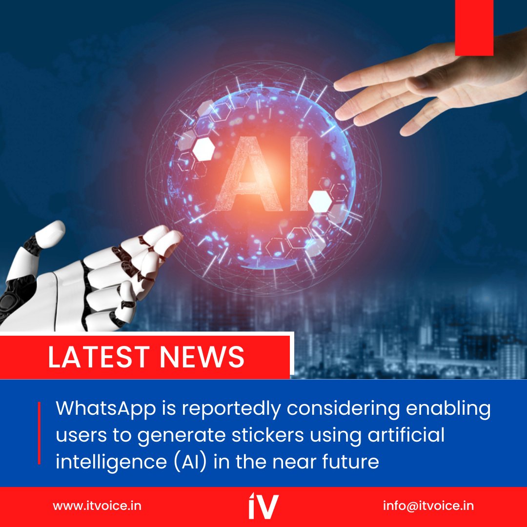 itvoice's tweet image. WhatsApp is reportedly in the process of testing a novel AI capability that would permit users to craft personalized stickers using text-based commands, reminiscent of models like OpenAI's DALL-E.

#WhatsAppAI #StickerCreation #AIRevolution #MetaInnovation #CustomizedStickers