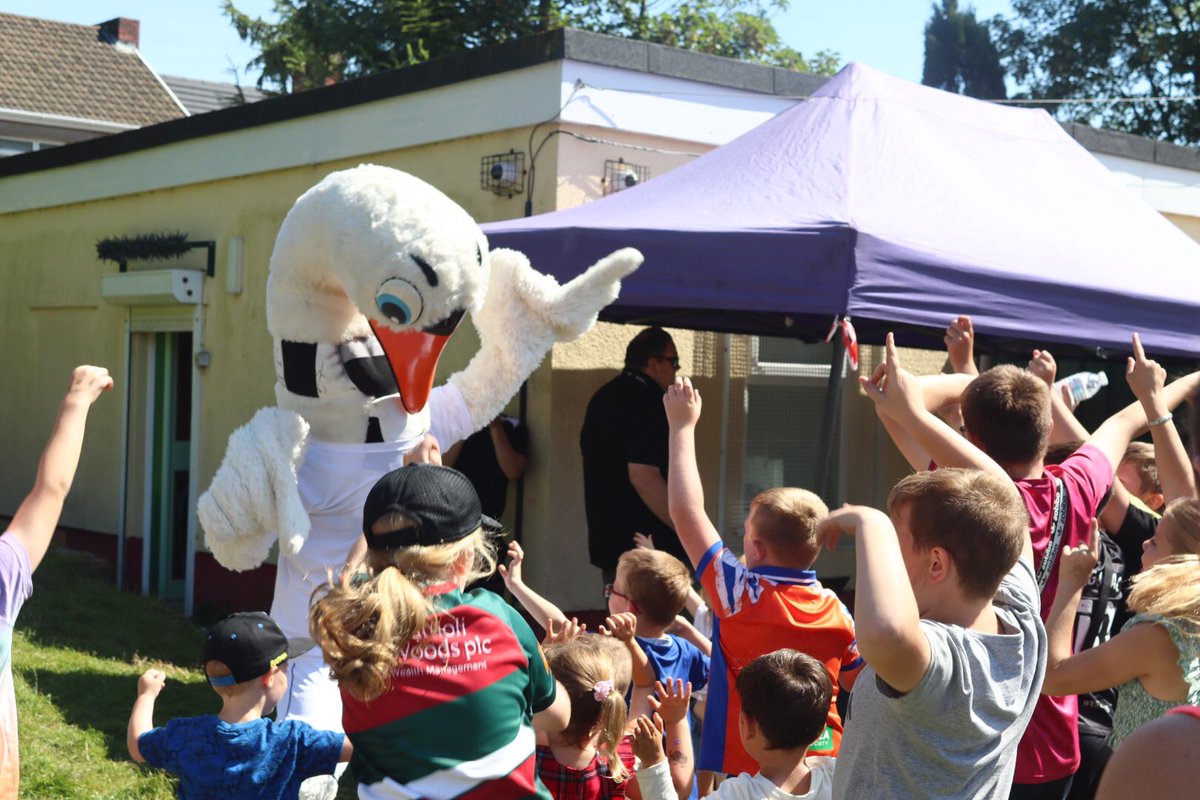 SwansFdn's tweet photo. ☀️ We’ve had a brilliant time at Jersey Park today with @carolynharris24 as part of #EveryoneDeservesASummer, with Cyril the Swan joining us! https://t.co/1Ibw2wAd6T