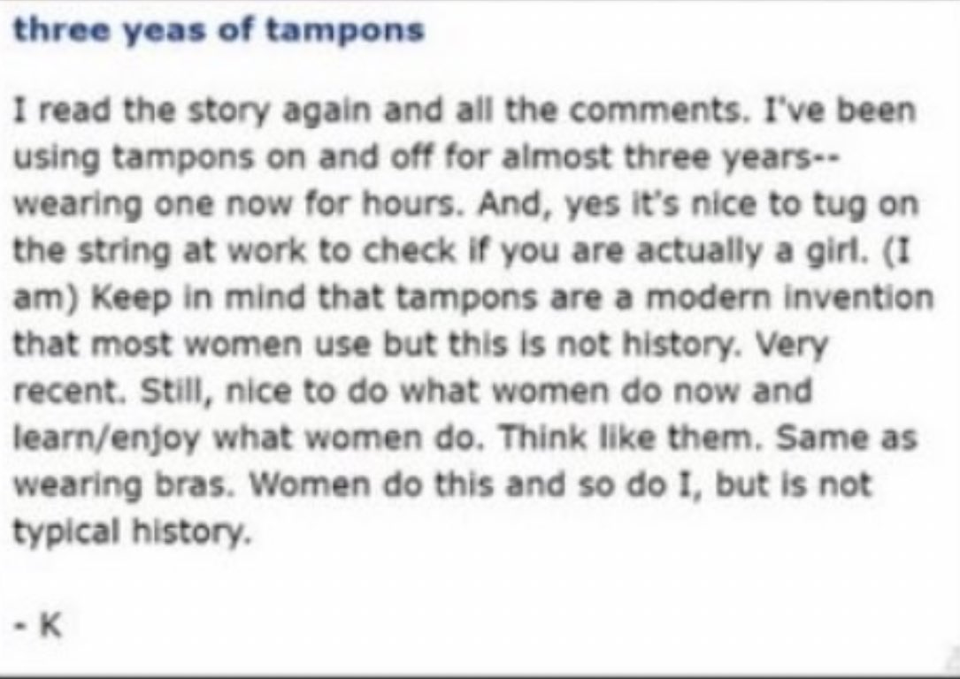 sappholives83's tweet image. If you ever wondered what men like #JessicaYaniv and #DylanMulvaney  are thinking about when they say they want to offer tampons to women, here you go.

Fair warning - this is some of the most disgusting, deeply violating behavior I have ever come across, irl or online. VERY NSFW