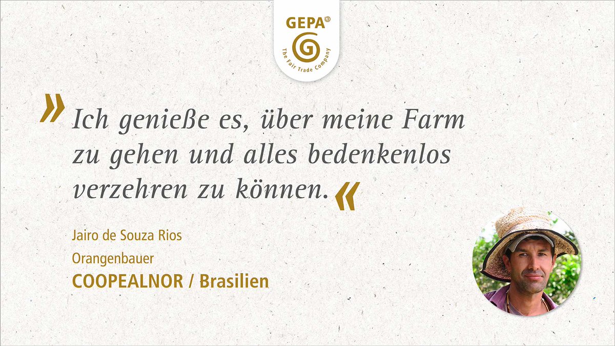 #GEPAunites heute mit unserem Partner für #Orangen, COOPEALNOR in #Brasilien. Durch den Fairen Handel konnte Orangenbauer Jairo de Souza Rios auf Bio-Anbau umstellen. Eine Strategie, um sich auf dem größten Orangensaft-Markt der Welt zu behaupten. 👉 gepa.de/reportage-coop…