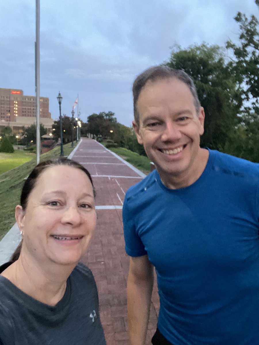 Great start on day 2 of @AFCEA #AFCEATechNet with 4.5 miles of excellent company and conversation with @cbloor this morning in lovely Georgia temps. Of note, @realNickCurry ditched us 😳 Stayed tuned for a plank make up session.