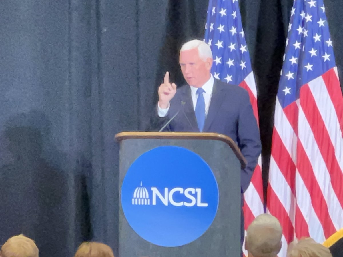 brandonjsmith5's tweet photo. Former Vice President and Governor Mike Pence is speaking to Republicans this morning at the National Conference of State Legislatures summit in Indianapolis. https://t.co/H3UHDPmJeN