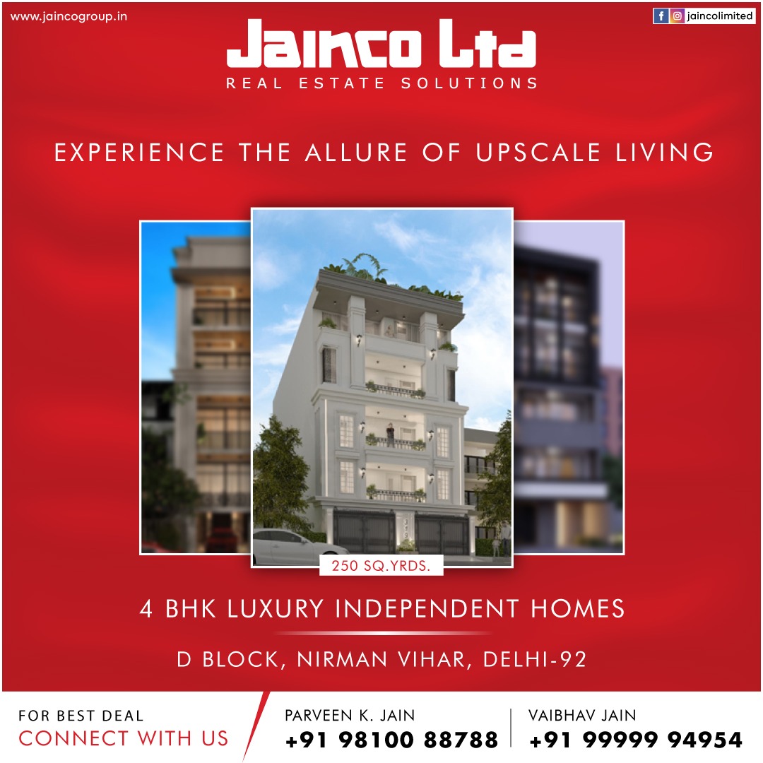JaincoLimited's tweet photo. Get ready to experience the allure of upscale living in the heart of #EastDelhi. 
Book #4BHK luxury independent floors in 250 SQ.YD. and avail benefits of lifetime.
To know more, call us @
📱: +91 9999994954
📧: info@jaincogroup.in
👨🏻‍💻: https://t.co/0XHKg9iOWL

#Jaincolimited https://t.co/ppccrOmZVB