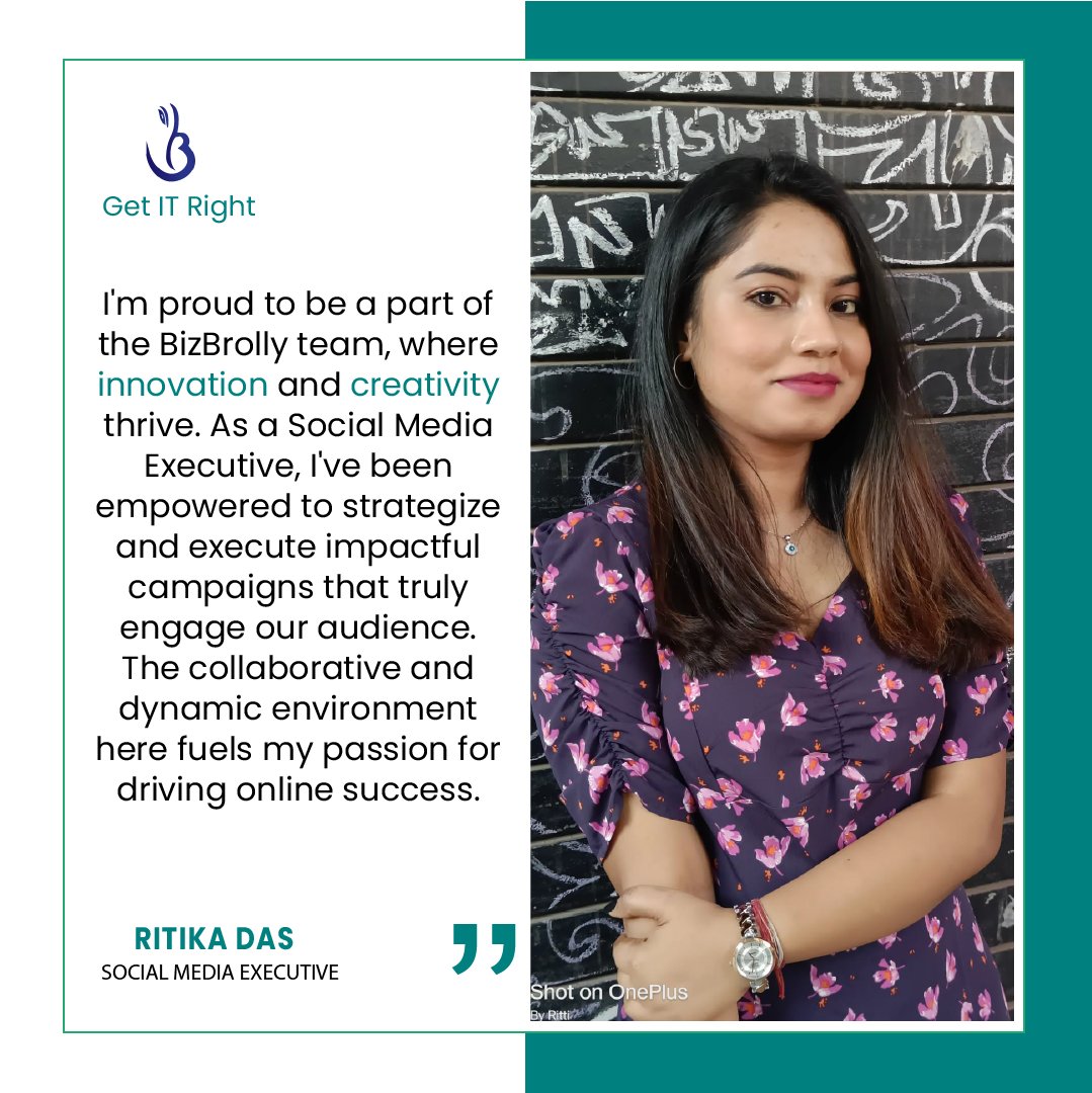 Thrilled to have such a dedicated employee like Ritika on our team at BizBrolly Solutions! We pride ourselves on fostering a supportive and collaborative work environment that encourages growth and development.
.
#BizBrollySolutions #socialmedia #Socialmediamarketing #TeamSpirit
