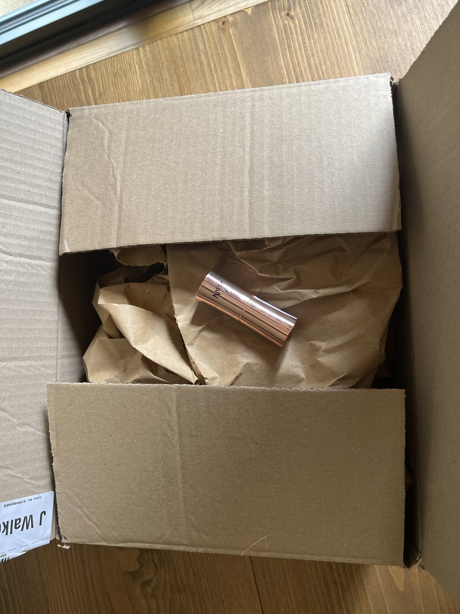 jordanws11's tweet photo. Hi #BootsUk can you tell me why this tiny lipstick needs to be posted in a box this size? Even the cashier was shocked. Such a waste of cardboard. This can’t be right? https://t.co/ejYHMrQbZU