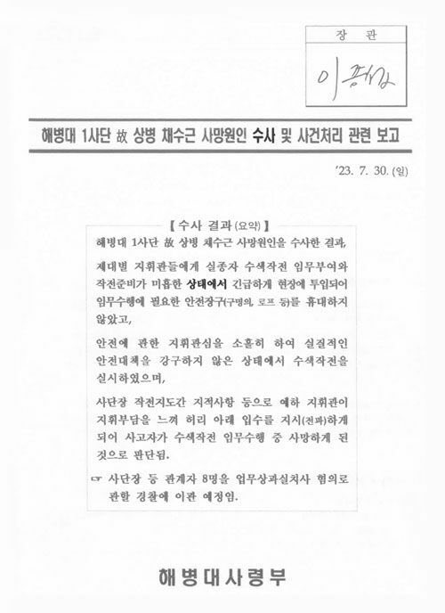 bkfire1004's tweet photo. ***
더 이상 무슨 설명이 필요하죠.
고 채상병 사망관련
이렇듯 해병대 사령관 ㅡ 해군 참모총장 ㅡ 국방부장관 결재가 계통을 밟아 이뤄졌는데요.
사단장 등 8명을 업무상과실치사 혐의로 관할 경찰 이관하겠다는
ㅡ 박정훈 전 해병대 수사단장의 수사보고서 입니다.
항명이라니요 ? https://t.co/3ijdlLbdnv