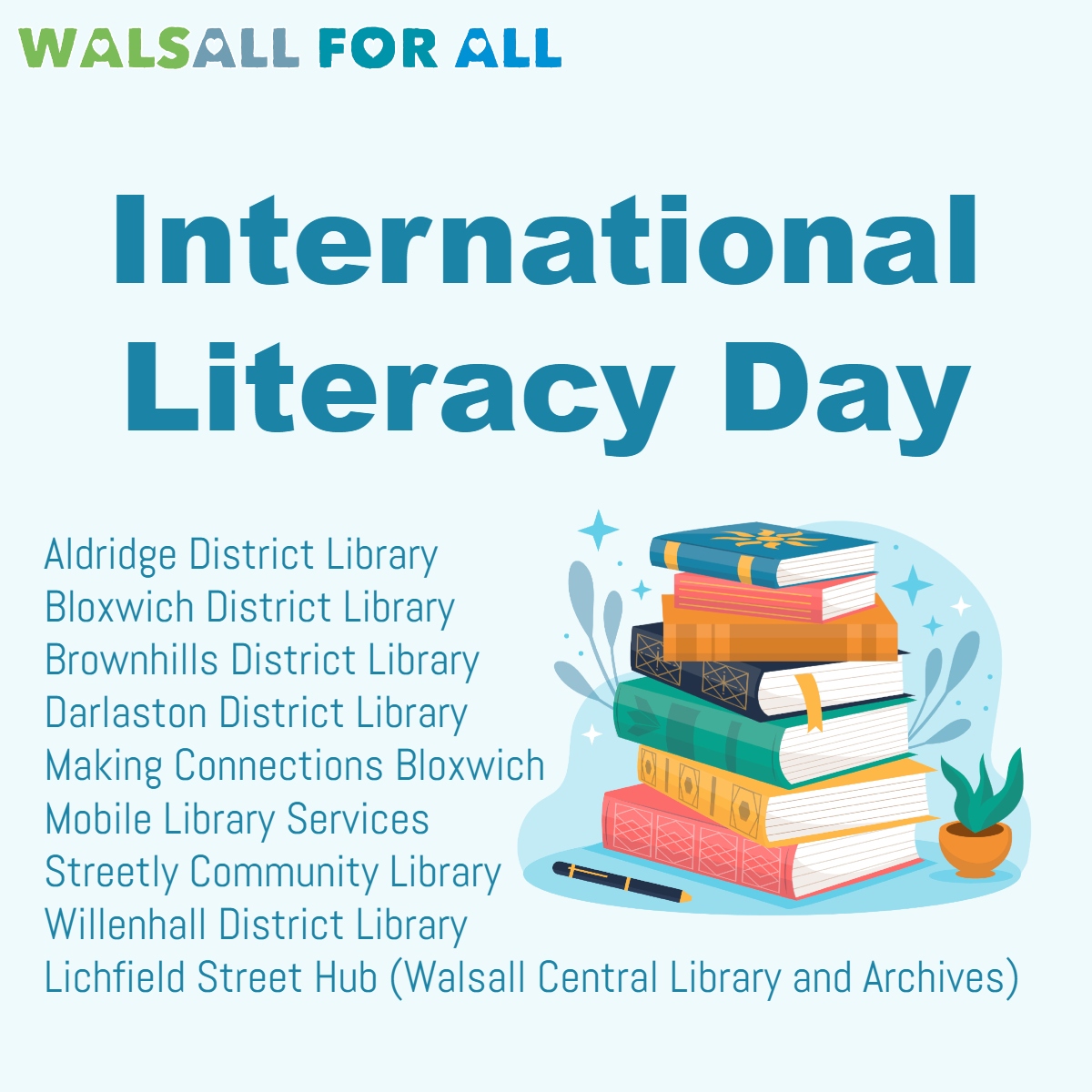 Today is #InternationalLiteracyDay so we’re spotlight Walsall’s Libraries because everyone deserves access to literature #WalsallForAll @WalsallLibrary