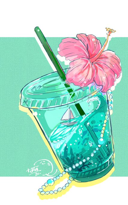 「drinking straw hibiscus」 illustration images(Latest)