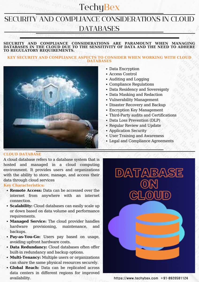 techybex's tweet image. Unlocking the Power of #CloudDatabases: A Visual Guide to Top Security &amp;amp; Compliance Essentials! Check out our latest infographic to stay ahead in the world of data protection. 

techybex.com

#techybex #techybexprivatelimited #clouddatabase #database #security #cloud
