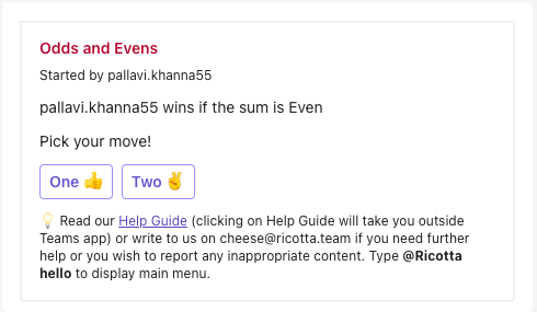 RicottaHQ's tweet photo. 🥁🥁🥁🥁🥁🥁🥁🥁🥁🥁

Guess what? The Ricotta bot on MS Teams just turned into your new game buddy! 🎮 

Dive into classic duels like Tic-Tac-Toe, Connect4, Rock Paper Scissors, and Odds &amp; Evens. Challenge your coworkers and let the games begin! 🎉👾🕹️

👉 https://t.co/EI0JrkSiLp https://t.co/S7SY0kHImr