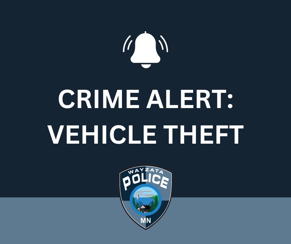WayzataPoliceMN's tweet photo. We have seen a recent uptick in vehicle thefts across the metro! 

When storing vehicles in your garage, always remove your keys and close your garage door. 

If you see something suspicious, please call our dispatch by dialing 911 immediately. https://t.co/iNHl5ilKdV