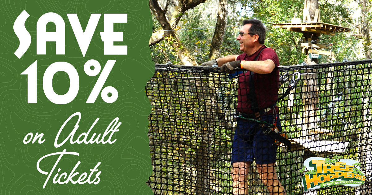 TreeHoppers's tweet image. This Wednesday (08/16)- Friday (08/18), save 10% when you purchase your adult admission online ⭐

Get the catchphrase code online at: hbit.ly/3L2TYw9

#TreeHoppers #Special #TampaFL #DadeCityFL #Orlando #Summer #Adventure