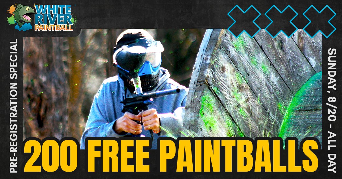 WRPaintball's tweet photo. When you pre-register this Sunday (08/20), we will give you 200 paintballs for FREE👍

Get the promo code online at: https://t.co/Dh0mxuC4y0

#WhiteRiverPaintball #Paintball #PaintballField #Free #OpenPlay #AndersonIN #Specials https://t.co/O39h2Ko8r1