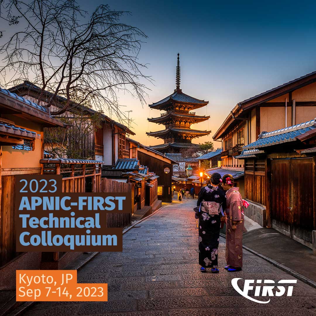 #APNIC56 kicks off next month! If you haven't already, register for this 30th-anniversary conference hosted in #KyotoJapan! FIRST's #TechnicalColloquium session will be held on September 13th. Learn more here: ow.ly/Zm7g50Pm1zL