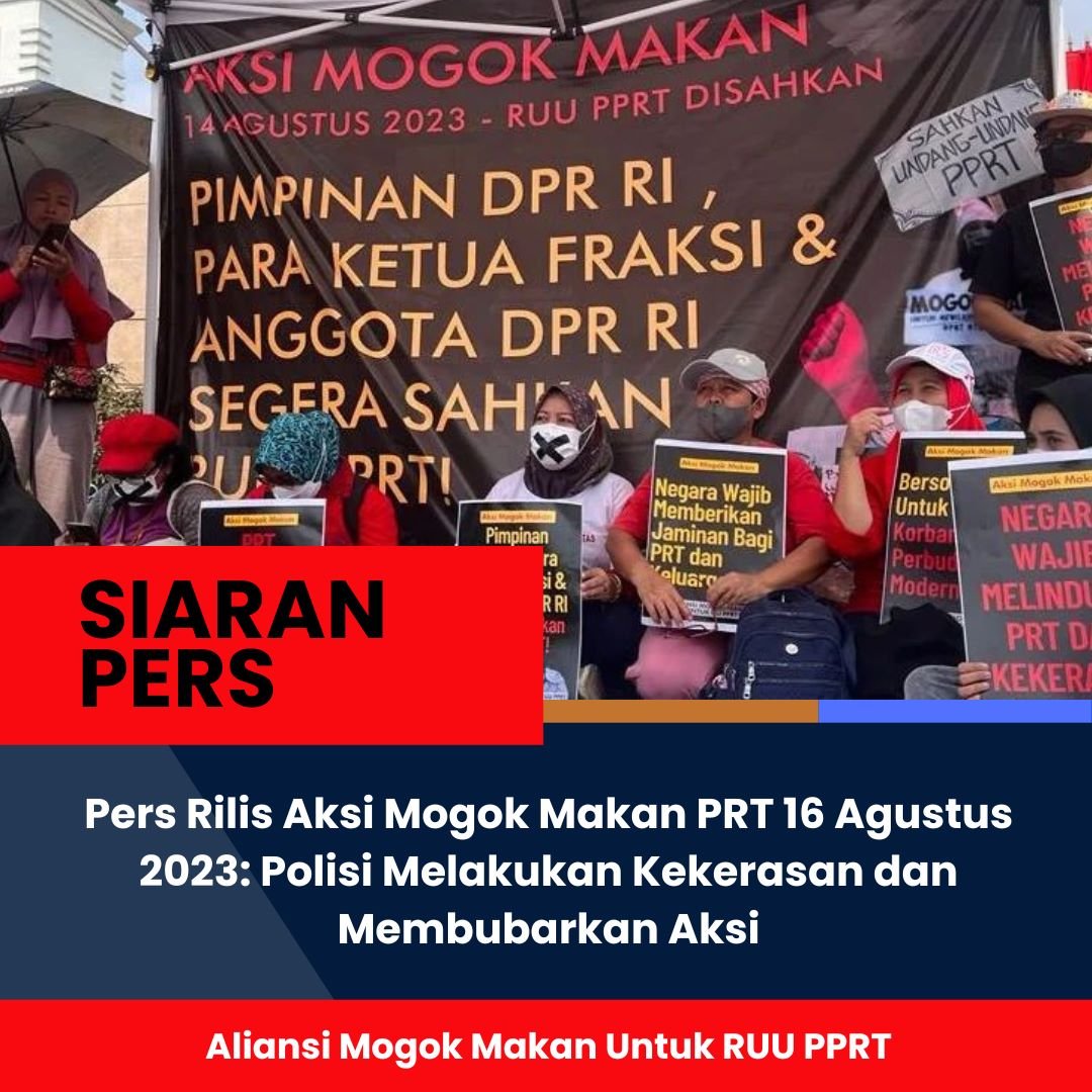 y_kalyanamitra's tweet photo. Aksi mogok makan Pekerja Rumah Tangga (PRT) yang dilakukan hari ini, 16 Agustus 2023, mendadak dilarang polisi, kemudian dibubarkan polisi karena dianggap memacetkan arus lalu lintas. https://t.co/Nu6kI55MJX