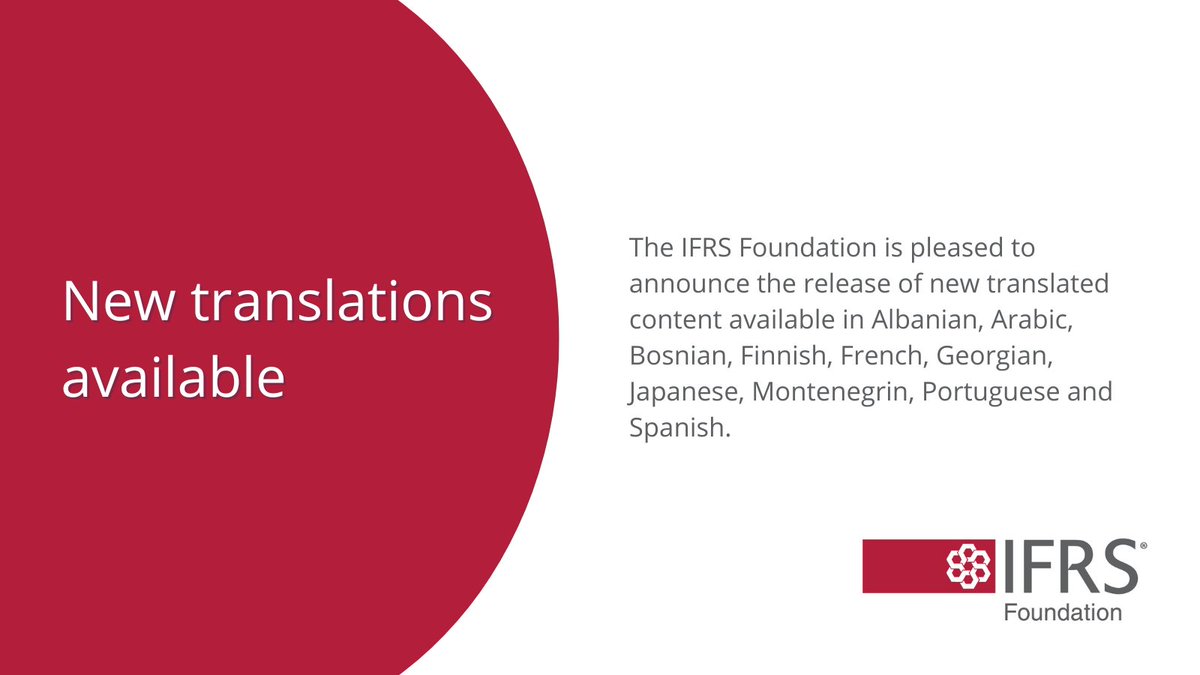 We are pleased to announce the release of new translated versions of our publications.

Find out more: ifrs.org/news-and-event…