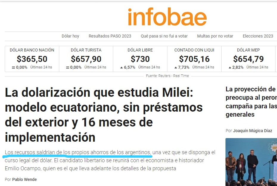 O sea que Milei va a chuparnos los ahorros para dolarizar?????????