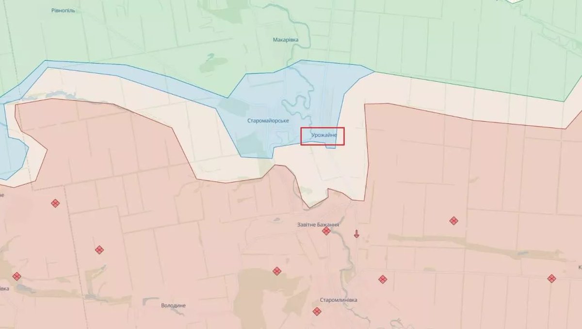 InUkraineDaily's tweet image. Ukrainian Armed Forces officially liberated the town of Urozhaine, Donetsk region, Hanna Malyar, the deputy of the Minister of Defence of Ukraine, confirmed earlier today.

Credits to DeepStateMap