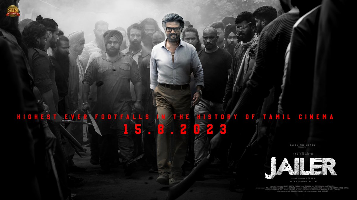 #Thalaivar #Rajinikanth movie '#Jailer' HIGHEST EVER FOOTFALLS in HISTORY OF TAMIL CINEMA On a very special date : 15/8/23.... @rajinikanth @anirudhofficial