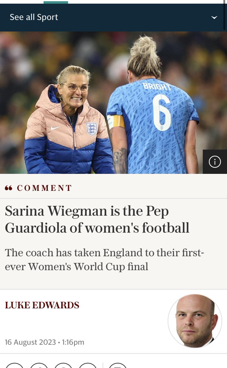 Helen Parton (@hpartontalks) on Twitter photo No <a href="/LukeEdwardsTele/">Luke Edwards</a> writing in the <a href="/TelegraphSport/">Telegraph Sport</a> she's the Sarina Wiegman of football ffs and I'm sure #PepGuardiola would agree! #Lionessess #everydaysexism No <a href="/LukeEdwardsTele/">Luke Edwards</a> writing in the <a href="/TelegraphSport/">Telegraph Sport</a> she's the Sarina Wiegman of football ffs and I'm sure #PepGuardiola would agree! #Lionessess #everydaysexism