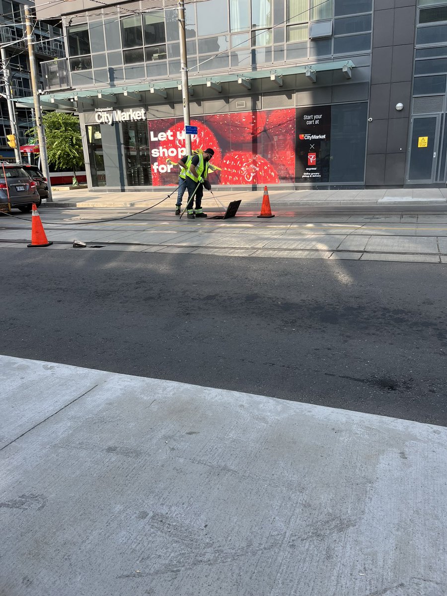 Why does the <a href="/TTC/">TTC</a> do this maintenance during rush hour? Only time I ever see this crew out. This is the second time this week. It causes a mess of traffic including blocking busses and streetcars. Is there a reason? The crew seems irritated with it all as well.