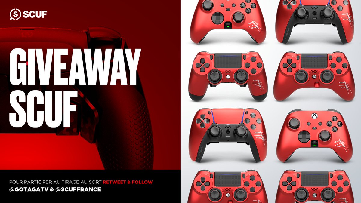 La rentrée approche ! 👀 Tentez de remporter votre manette Scuf x Gotaga pour être prêt à détruire les lobbys ! 🔥 Pour participer, RT & Follow @GotagaTV et @ScufFrance ! TAS le 23/08