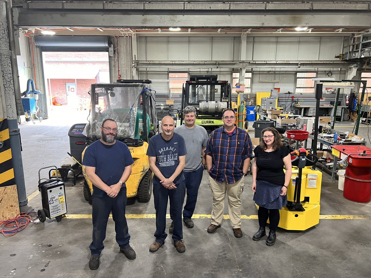 Happy #WorkforceWednesday from #TeamWatervliet's vehicle maintenance crew. Mechanics Mike, Dan, George, Supervisor Matt and Supply Tech Heather.  maintain our fleet of production, utility and passenger vehicles. From forklifts and lowboys to sedans, this team keeps WVA rolling!