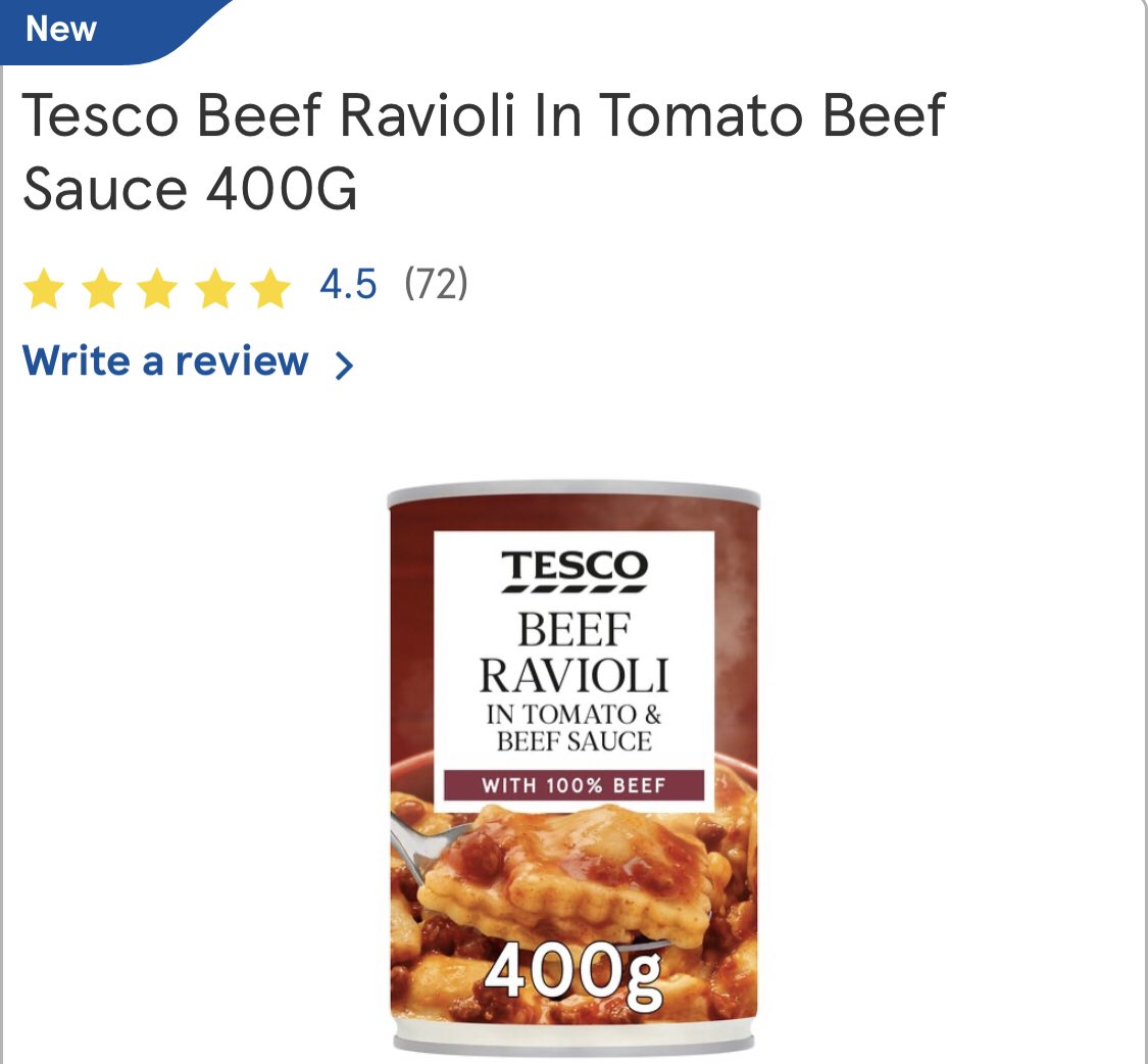 markinealing's tweet photo. hello @Tesco just to say thanks for bringing back the old recipe ravioli with beef and tom sauce. the “new recipe” one a while back with just tomato was too sweet. This latest one has made quite a few people happy here in Lymington! https://t.co/9Jb7tUL29i