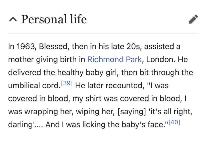 OllieT1997's tweet image. Brian Blessed has possibly the most incredible opening paragraph of a Wikipedia “personal life” section that I’ve ever seen
