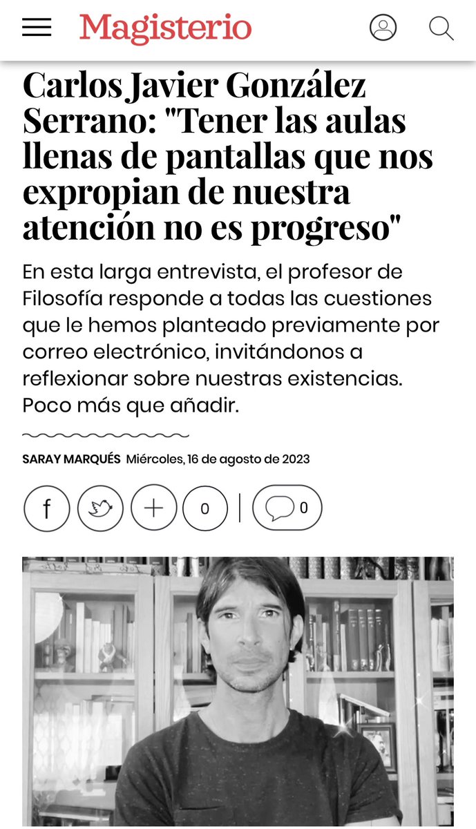 Defiendo una enseñanza centrada en los estudiantes y en su acompañamiento emocional, en la importancia y el valor del conocimiento, el diálogo abierto y horizontal y la reapropiación de la atención, arrebatada por la pantallización de nuestras vidas. bit.ly/3OEpS2D