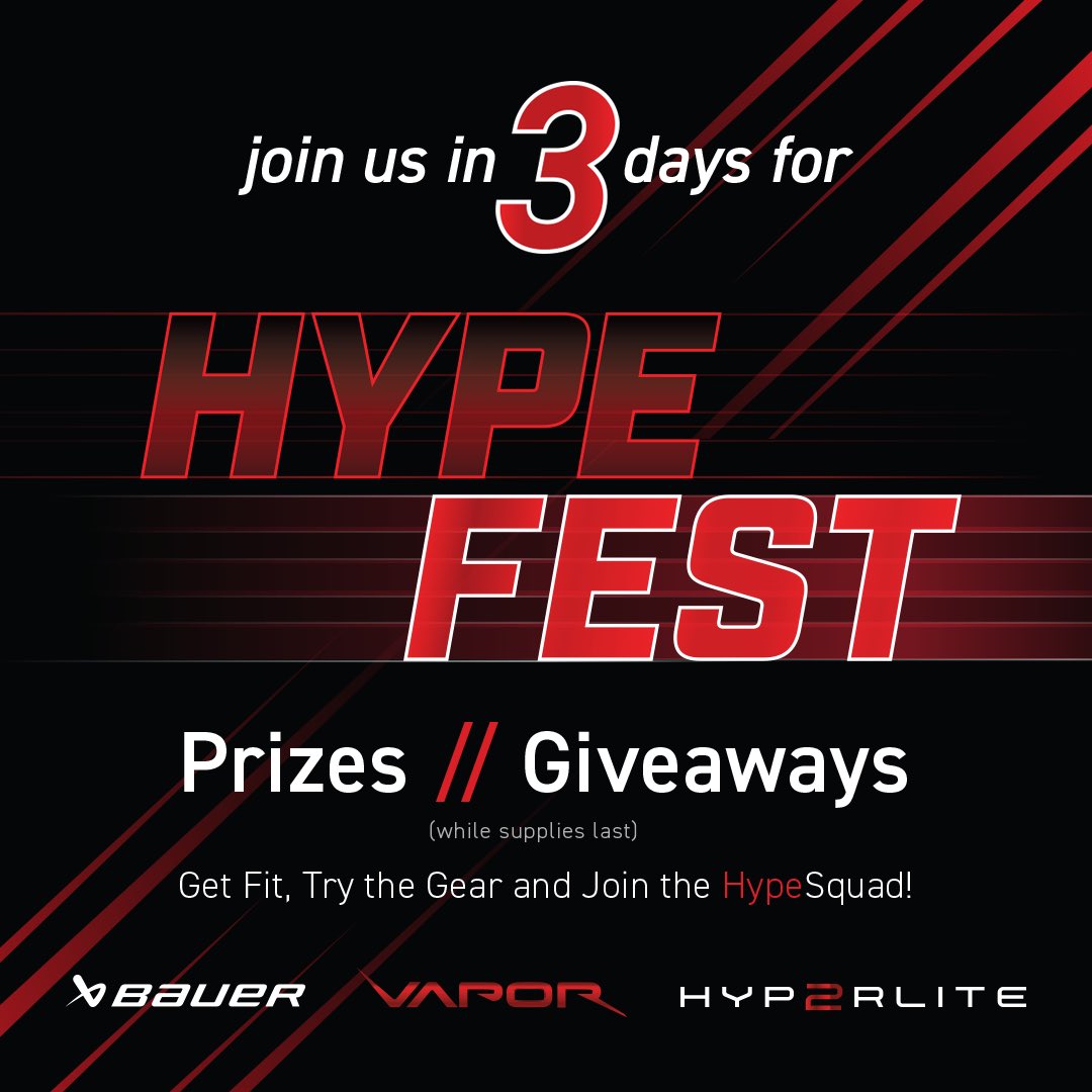 ALSSFS's tweet image. The Hype is back! Join us Saturday August 19 from 10-5 for Bauer #Hypefest! Free Bauer swag for first few hundred guests. Get #Gamefit with our Bauer scanners for skates, helmets and sticks. All team apparel 20% off! Demo skates, sticks &amp;amp; gloves at huge savings. @bauerhockey