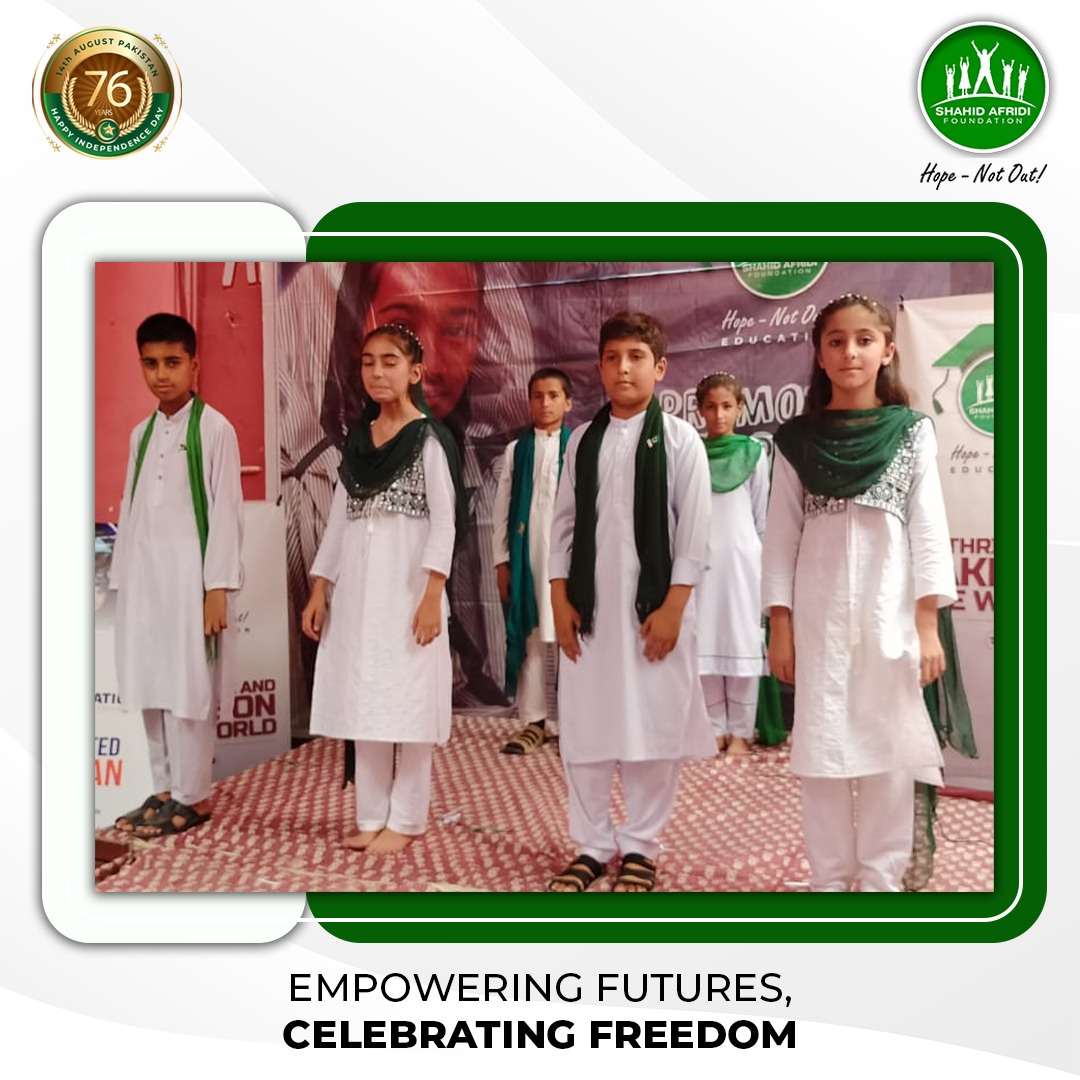 SAFoundationN's tweet photo. Keeping the spirit of patriotism alive in #SAFstudents! 💚 Independence Day celebrations took place at #SAFschools across Pakistan where children wore national dresses and performed popular national songs to honor our country. Reviving hope to ensure #HopeNotOut for all! https://t.co/KQ3kOVBnw3