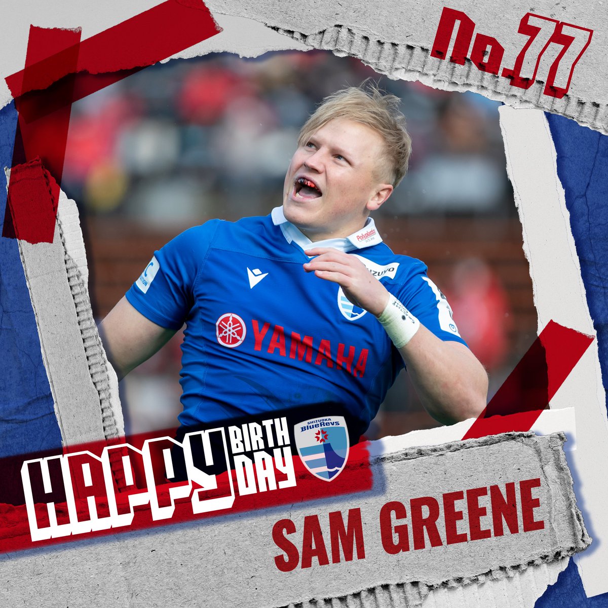bluerevs's tweet photo. 🎂 #happybirthday 🎂
#SAMGREENE #77

今日は #サム・グリーン 選手の29歳の誕生日🎉👏みんなでお祝いしましょう🎁
プロフィールはこちら✅
https://t.co/vOy2OuAiIG

お誕生日おめでとうございます！💙🗻
#静岡ブルーレヴズ #REVSHOUSE https://t.co/243D7NLcjk
