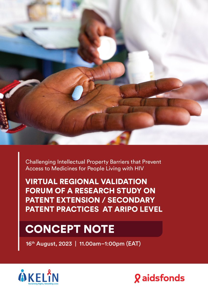 wanameme's tweet photo. Happening now: @KELINKenya with @Aidsfonds_intl support is sharing initial findings of a research study on patent extension / secondary patent practices at ARIPO level. Final report to be published soon. https://t.co/7xBiqVevPn