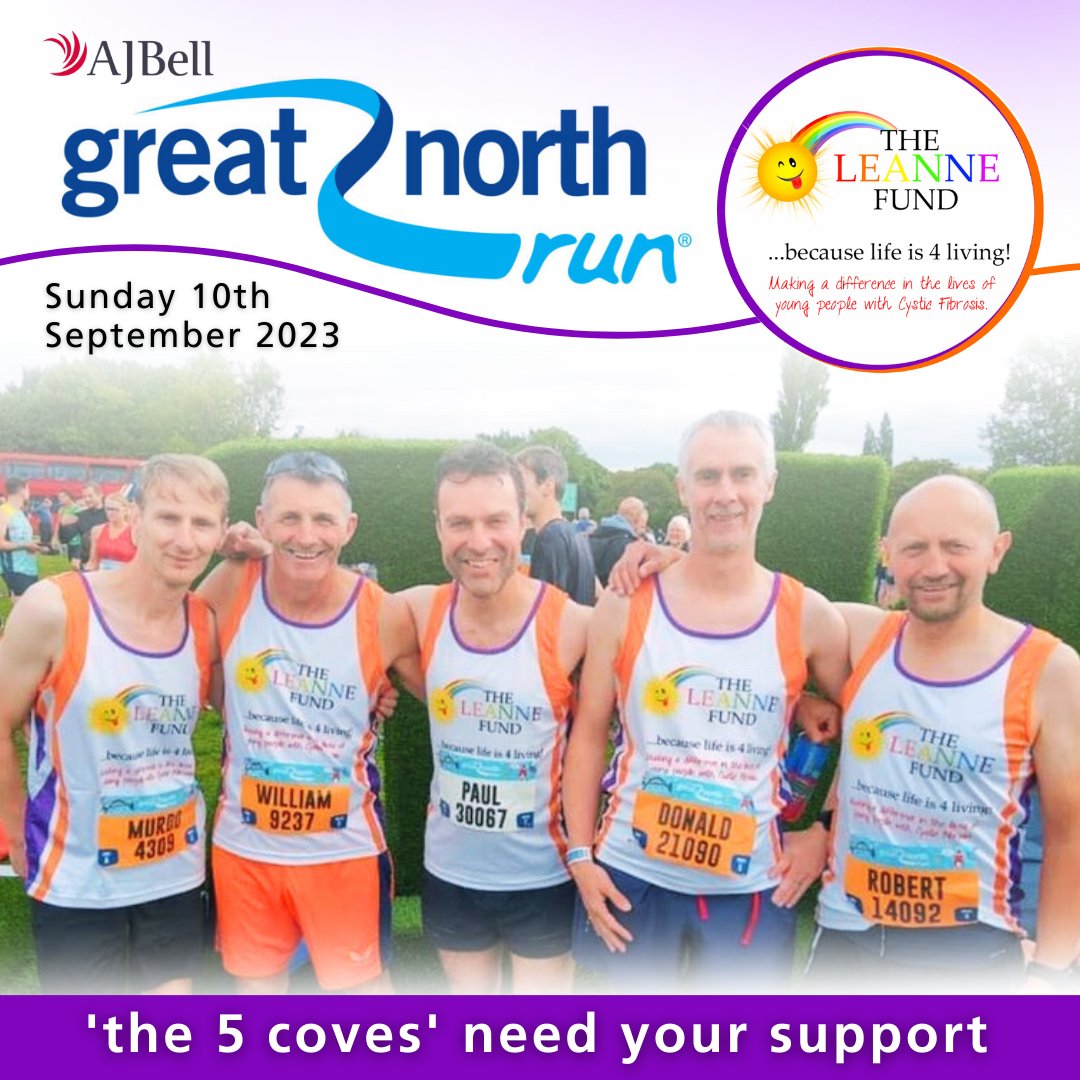 Please support 'The 5 Coves'   - JustGiving.com/fundraising/5c… 
Every single penny really does help to make a difference 🙏💜
#GreatNorthRun #theleannefund #cysticfibrosis #thankyou #makingadifference #cfawareness #cfsupport #cysticfibrosisawareness