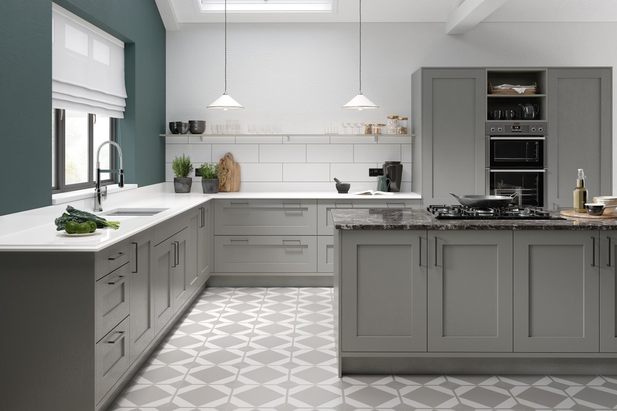 Shaker2Go's tweet photo. Thoughts on this bright, attractive, "dust grey" kitchen setup?

#shaker2go #kitchens #fewshadesofgrey https://t.co/tuTcsohBvr