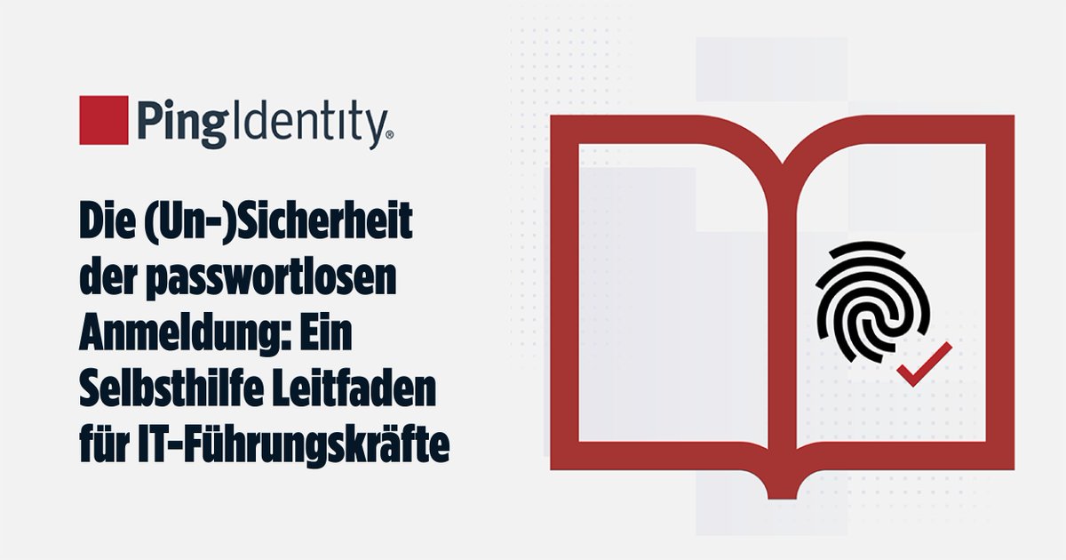 PingIdentityDE's tweet photo. 🚨 Erfahren Sie, wie Sie mit unserem Leitfaden für IT-Führungskräfte in die Welt des passwortlosen Sicherheitsansatzes eintauchen können. Entdecken Sie die Vorteile, Herausforderungen und Implementierungsmöglichkeiten passwortloser Lösungen. https://t.co/0lI1r0hz00 https://t.co/B06RZzRARp