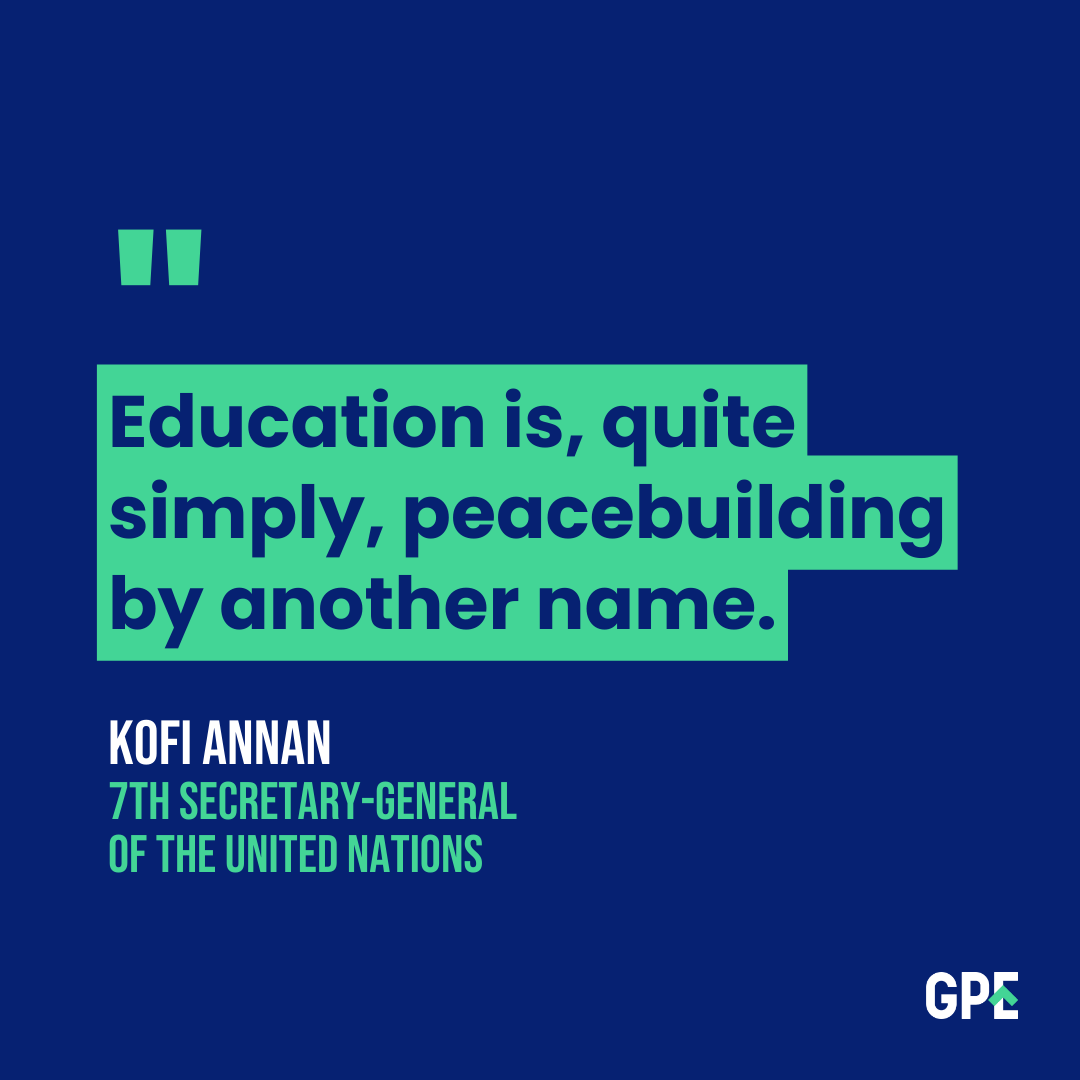 GPforEducation's tweet photo. For education to promote peace, it must be:

➡️ of high quality
➡️ accessible to all
➡️ conflict-sensitive
➡️ realizing learners' full potential
➡️ developing human capital

#TransformingEducation https://t.co/NQzrnmg0l3