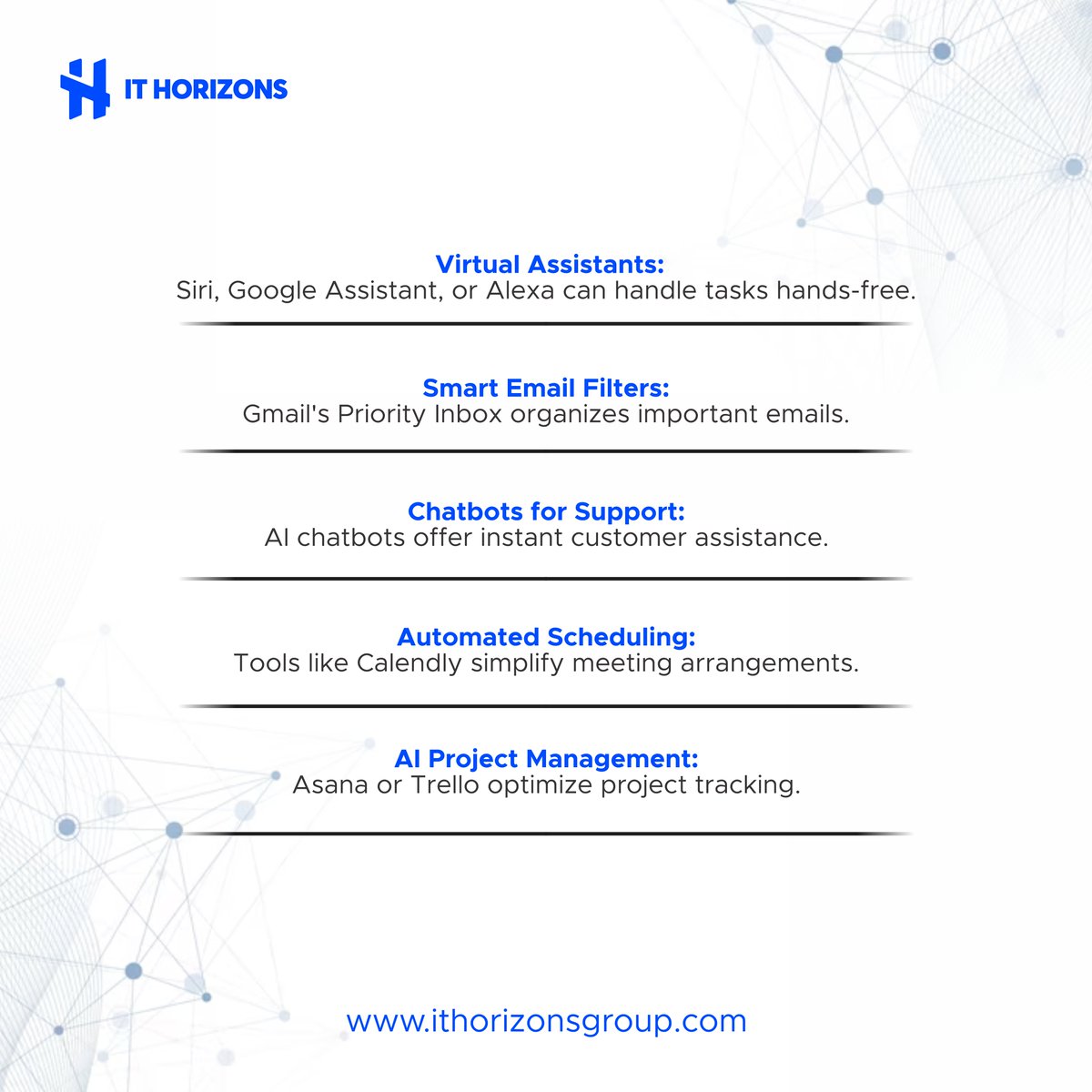 IT_Horizons's tweet image. Unleash the power of AI to supercharge your productivity and accomplish more in less time!  #TechTip #AIProductivityTools #WorkSmarterNotHarder #ITHorizons